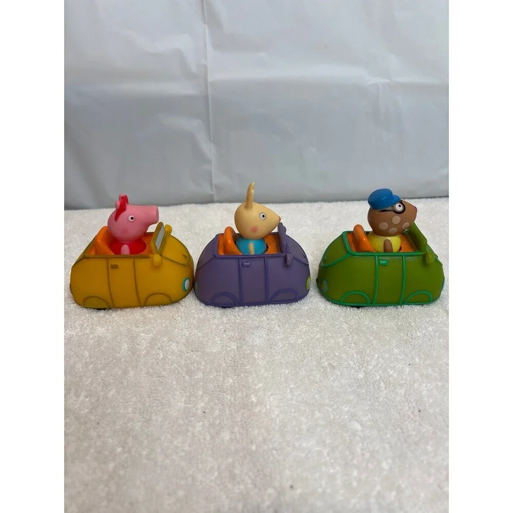 Peppa Pig Toy Lot – 3 Push-Along Vehicles & 3 Figures – Preschool Play Set